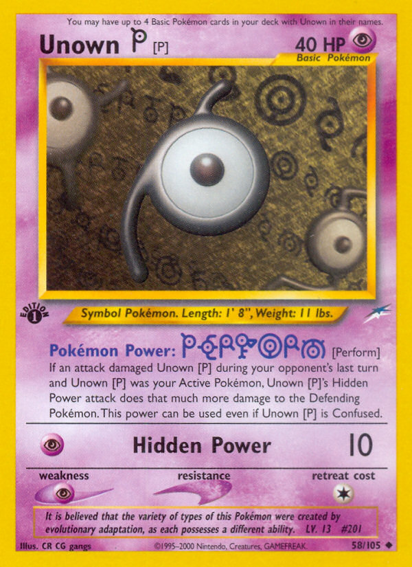 Unown [P] (58/105) [Neo Destiny 1st Edition] Pokémon