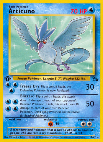 Articuno (17/62) [Fossil 1st Edition] Pokémon