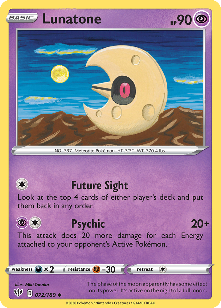 Lunatone (072/189) [Sword & Shield: Darkness Ablaze] Pokémon