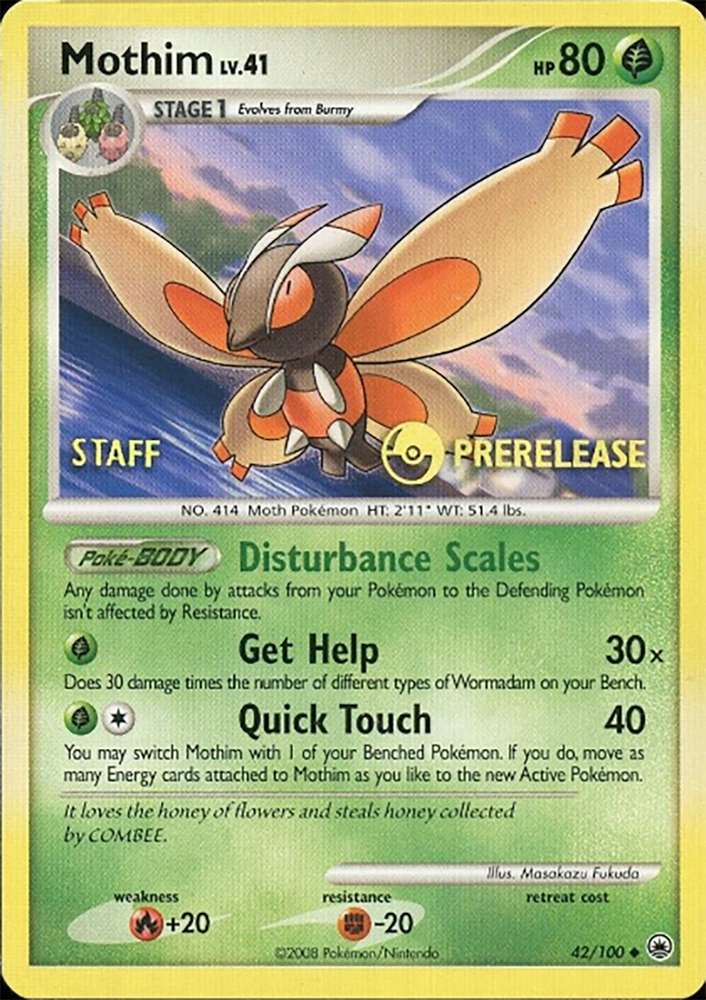Mothim (42/100) (Staff Prerelease Promo) [Diamond & Pearl: Majestic Dawn] Pokémon