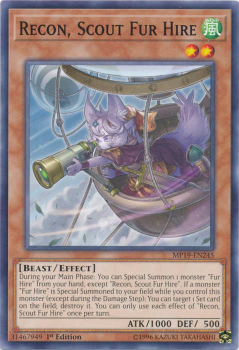 Recon, Scout Fur Hire [MP19-EN245] Common Yu-Gi-Oh!