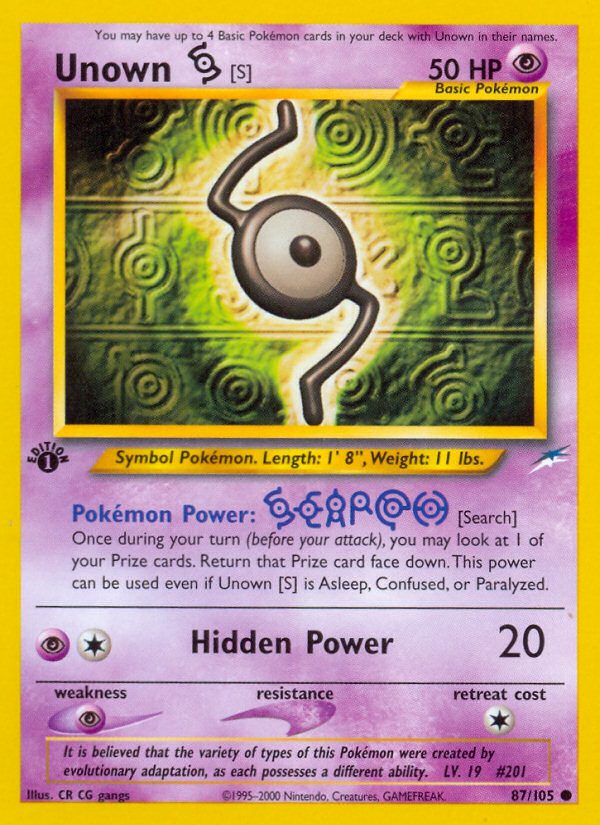 Unown [S] (87/105) [Neo Destiny 1st Edition] Pokémon