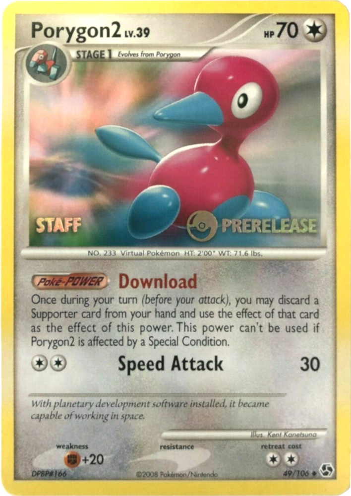 Porygon2 (49/106) (Staff Prerelease Promo) [Diamond & Pearl: Black Star Promos] Pokémon