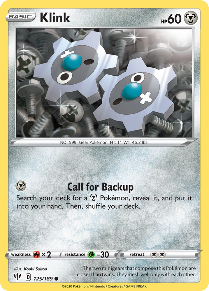 Klink (125/189) [Sword & Shield: Darkness Ablaze] Pokémon