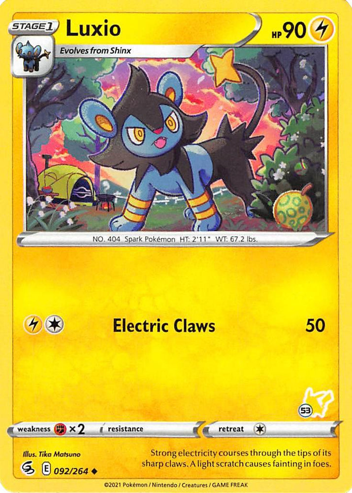 Luxio (092/264) (Pikachu Stamp #53) [Battle Academy 2022] Pokémon