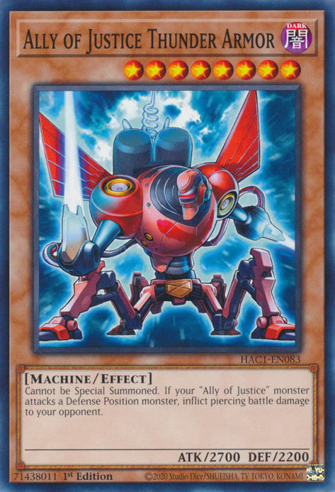 Ally of Justice Thunder Armor [HAC1-EN083] Common Yu-Gi-Oh!