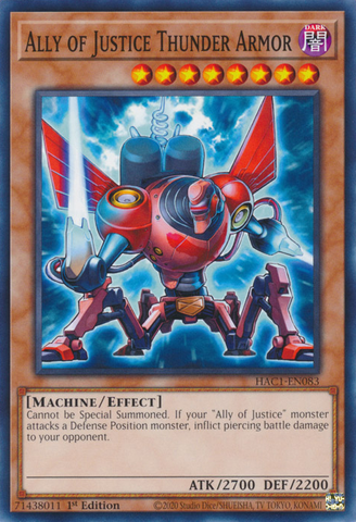 Ally of Justice Thunder Armor [HAC1-EN083] Common Yu-Gi-Oh!