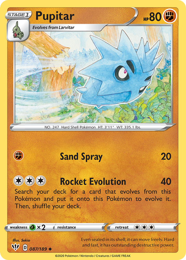 Pupitar (087/189) [Sword & Shield: Darkness Ablaze] Pokémon