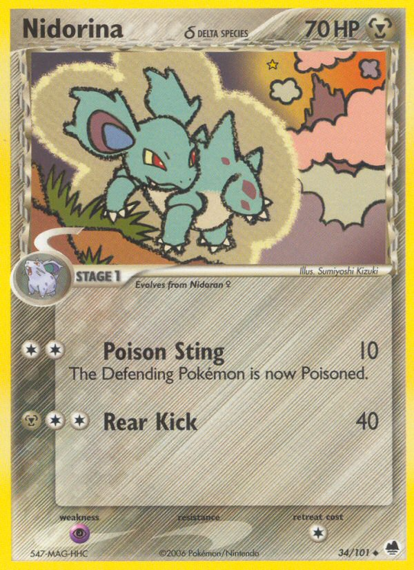 Nidorina (34/101) (Delta Species) [EX: Dragon Frontiers] Pokémon
