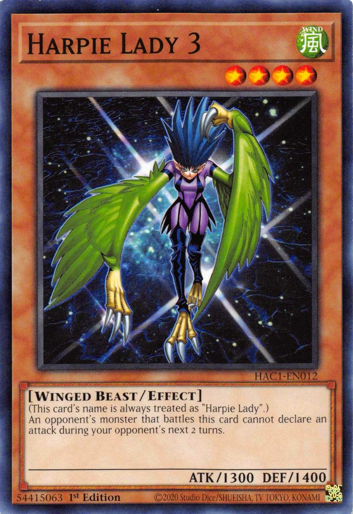 Harpie Lady 3 [HAC1-EN012] Common Yu-Gi-Oh!