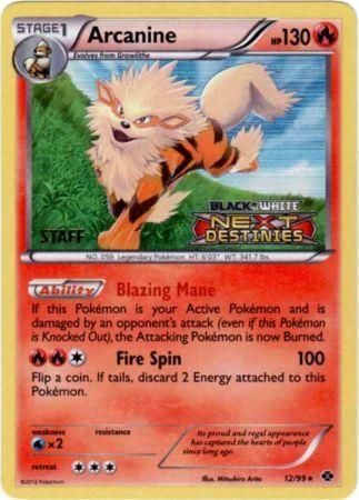 Arcanine (12/99) (Staff Prerelease Promo) [Black & White: Black Star Promos] Pokémon