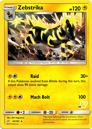 Zebstrika (45/181) (Pikachu Stamp #23) [Battle Academy 2020] Pokémon