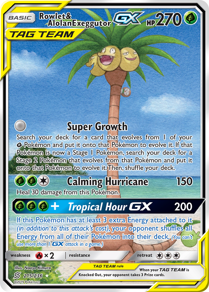 Rowlet & Alolan Exeggutor GX (215/236) [Sun & Moon: Unified Minds] Pokémon
