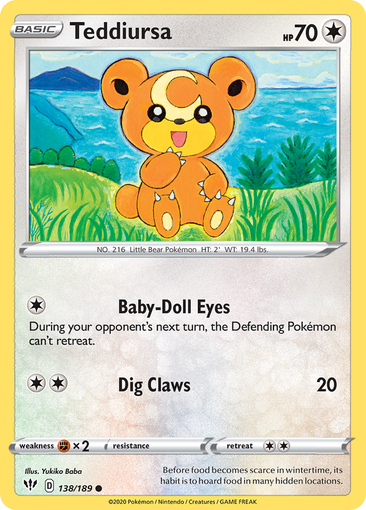 Teddiursa (138/189) [Sword & Shield: Darkness Ablaze] Pokémon