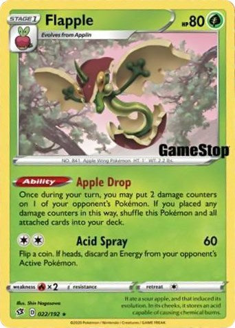 Flapple (022/192) (GameStop Exclusive) [Sword & Shield: Rebel Clash] Pokémon