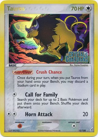 Tauros (12/100) (Stamped) [EX: Crystal Guardians] Pokémon