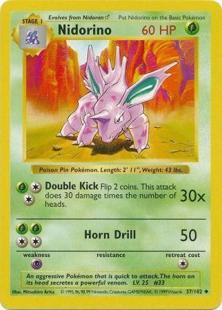 Nidorino (37/102) [Base Set Shadowless Unlimited] Pokémon