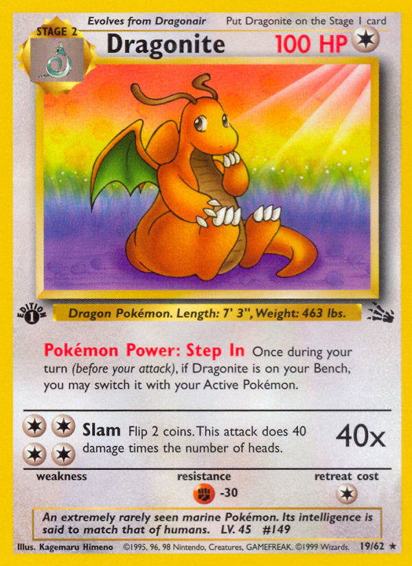 Dragonite (19/62) [Fossil 1st Edition] Pokémon