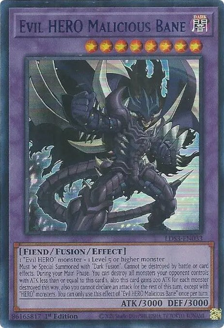 Evil HERO Malicious Bane (Blue) [LDS3-EN033] Ultra Rare Yu-Gi-Oh!