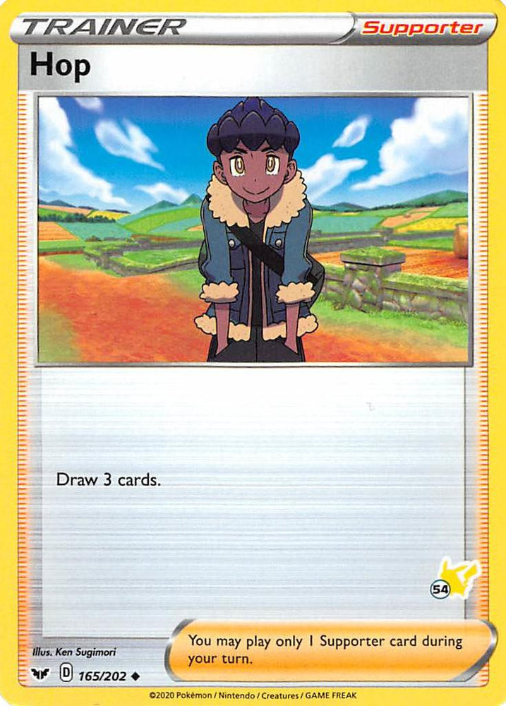 Hop (165/202) (Pikachu Stamp #54) [Battle Academy 2022] Pokémon