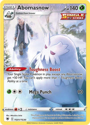 A Secret Rare "Abomasnow" (TG01/TG30) card from the Pokemon Set: Astral Radiance.