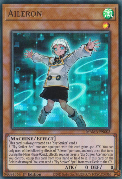 An Ultra Rare "Aileron" card from the Yugioh Set: Magnificent Mavens.