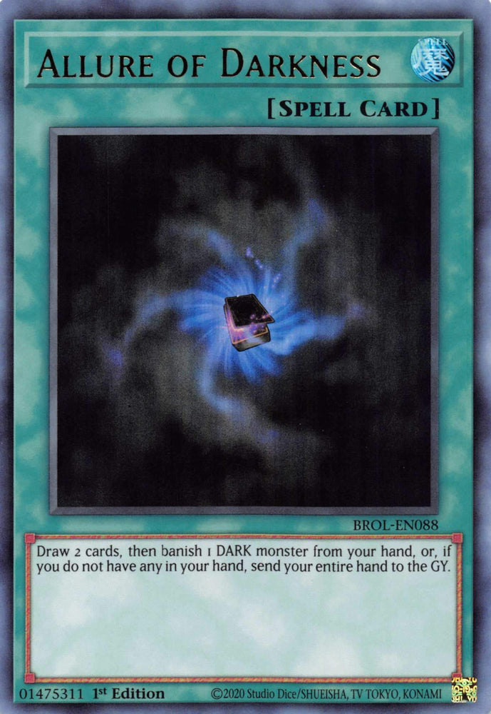 An Ultra Rare "Allure of Darkness" card from the Yugioh Set: Brothers of Legend.