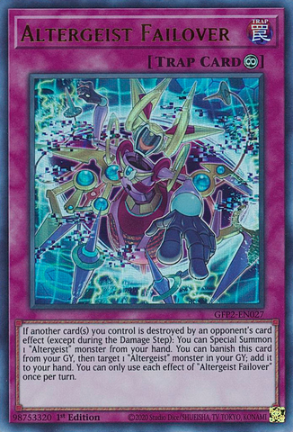  An Ultra Rare "Altergeist Failover" card from the Yugioh Set: Ghosts From the Past: The 2nd Haunting (GFP2).