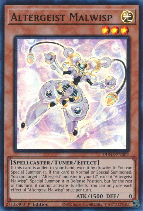  A Super Rare "Altergeist Malwisp" card from the Yugioh Set: Duelist Nexus.