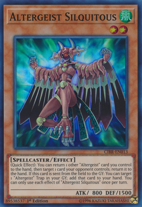  A Super Rare "Altergeist Silquitous" card from the Yugioh Set: Circuit Break.