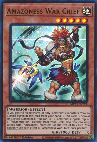 An Ultra Rare "Amazoness War Chief" card from the Yugioh Set: 25th Anniversary Tin: Dueling Heroes Mega-Tin Mega Pack.