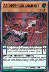 A Super Rare "Amorphage Lechery" card from the Yugioh Set: Fists of the Gadgets.