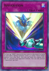 An Ultra Rare "Apparition" card from the Yugioh Set: Battles of Legend: Hero's Revenge (BLHR).