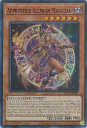 An Ultra Rare Red "Apprentice Illusion Magician" card from the Yugioh Set: Legendary Duelists: Season 3 (LDS3).