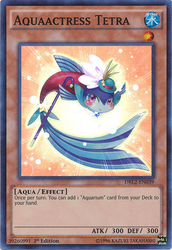 A Super Rare "Aquaactress Tetra" card from the Yugioh Set: Dragons of Legend 2.