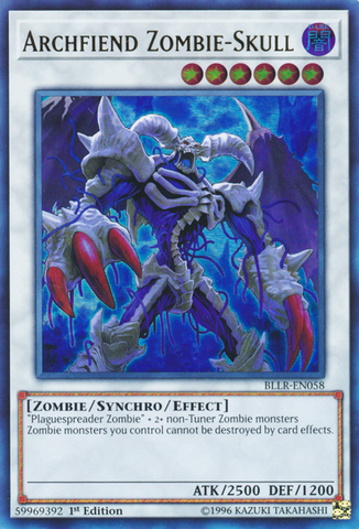 An Ultra Rare "Archfiend Zombie-Skull" card from the Yugioh Set: Battles of Legend: Light's Revenge.