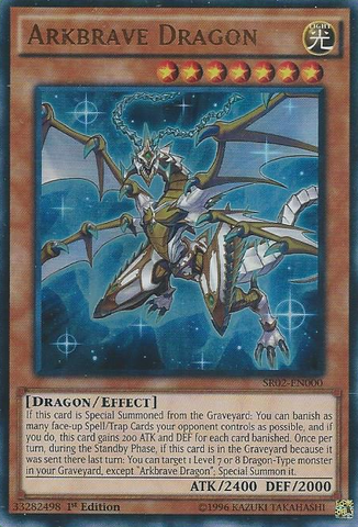 An Ultra Rare "Arkbrave Dragon" card from the Yugioh Structure Deck: Rise of the True Dragons.