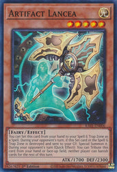 A Super Rare "Artifact Lancea" card from the Yugioh Set: Rarity Collection 1 