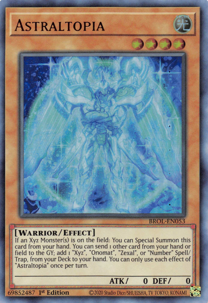  An Ultra Rare "Astraltopia" card from the Yugioh Set: Brothers of Legend.