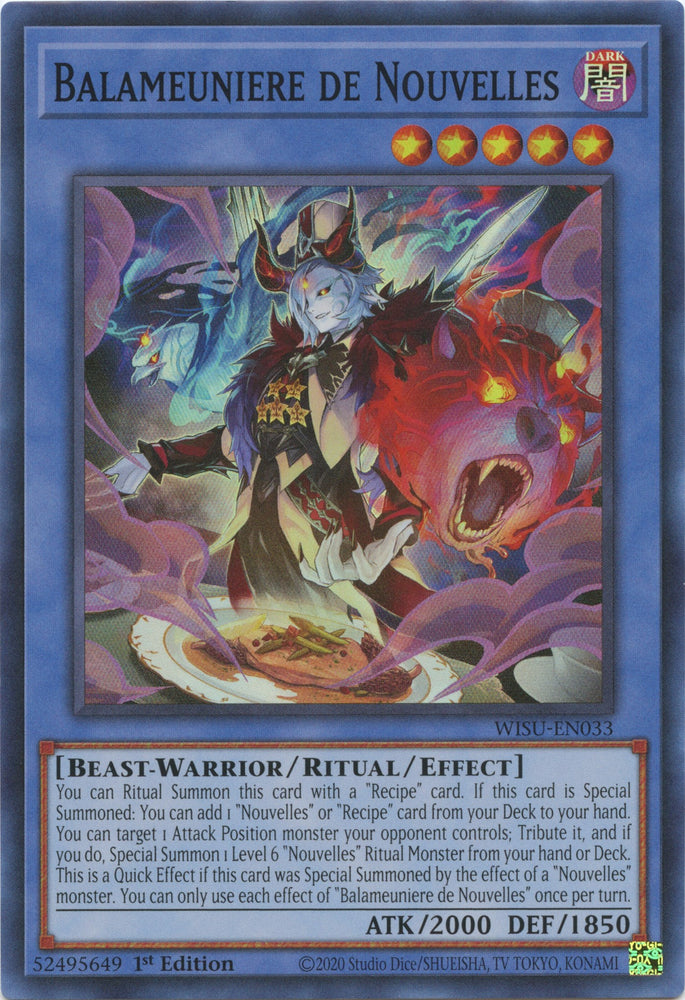 A Super Rare "Balameuniere De Nouvelles" card from the Yugioh Set: Wild Survivors.