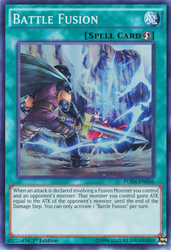 A Super Rare "Battle Fusion" card from the Yugioh Set: Fusion Enforcers (FUEN).