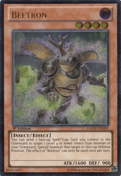 An Ultimate Rare "Beetron" card from the Yugioh Set: Galactic Overlord (GAOV).