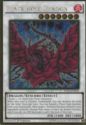 A Gold Rare "Black Rose Dragon" card from the Yugioh Set: Premium Gold: Infinite Gold (PGL3).