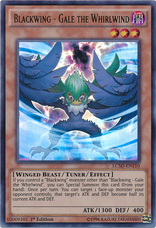 An Ultra Rare "Blackwing - Gale the Whirlwind" card from the Yugioh Set: Legendary Collection 5D's.