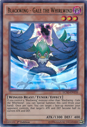 An Ultra Rare "Blackwing - Gale the Whirlwind" card from the Yugioh Set: Legendary Collection 5D's.