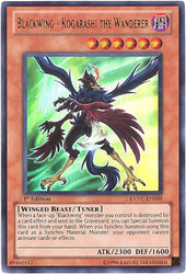 An Ultra Rare "Blackwing - Kogarashi the Wanderer" card from the Yugioh Set: Extreme Victory.