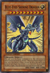 A Super Rare "Blue-Eyes Shining Dragon" card from the Yugioh Set: The Movie Promo Set (MOV).