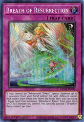  A Super Rare "Breath of Resurrection" card from the Yugioh Set: The Grand Creators.