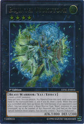 An Ultimate Rare "Bujintei Tsukuyomi" card from the Yugioh Set: Legacy of the Valiant (LVAL).