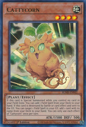 An Ultra Rare "Cattycorn" card from the Yugioh Set: Battles of Legend: Monstrous Revenge (BLMR).